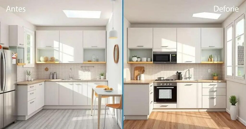 antes e depois cozinha pequena planejada