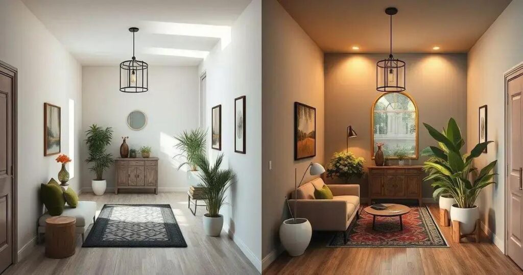 antes e depois hall de entrada pequeno