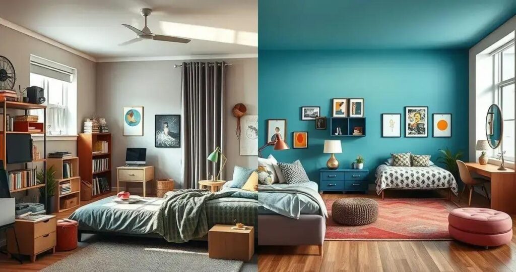 antes e depois quarto de adolescente