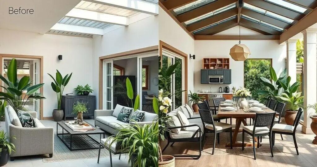 antes e depois varanda gourmet decorada