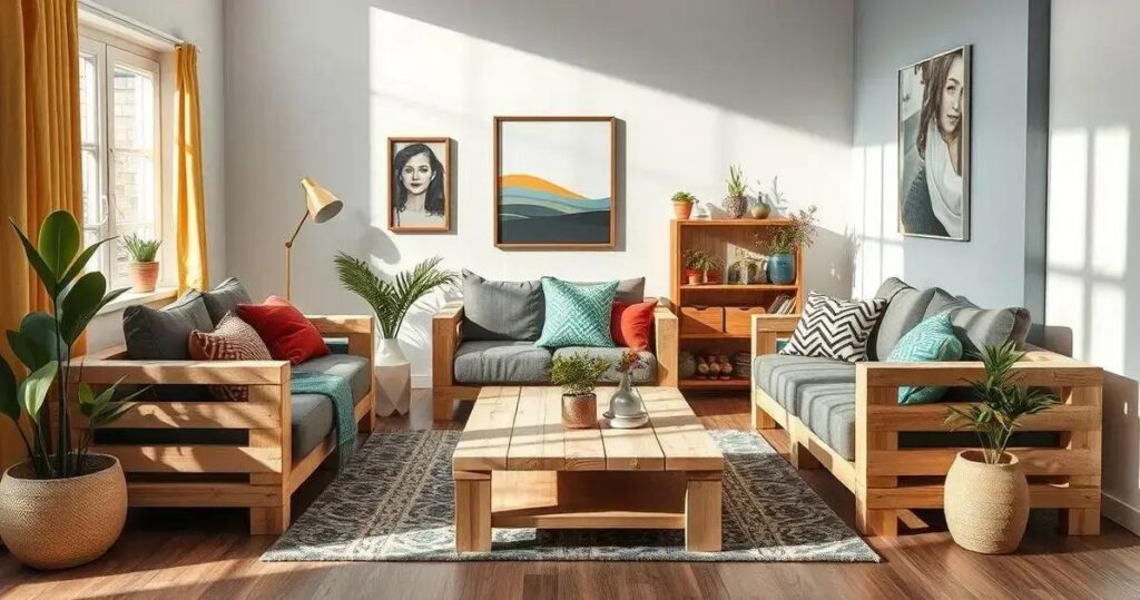 decoração com paletes na sala