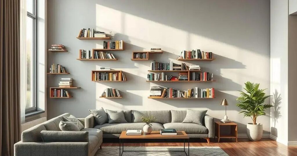 DIY prateleiras invisíveis para livros