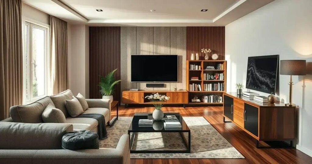 iluminação ideal para sala de TV