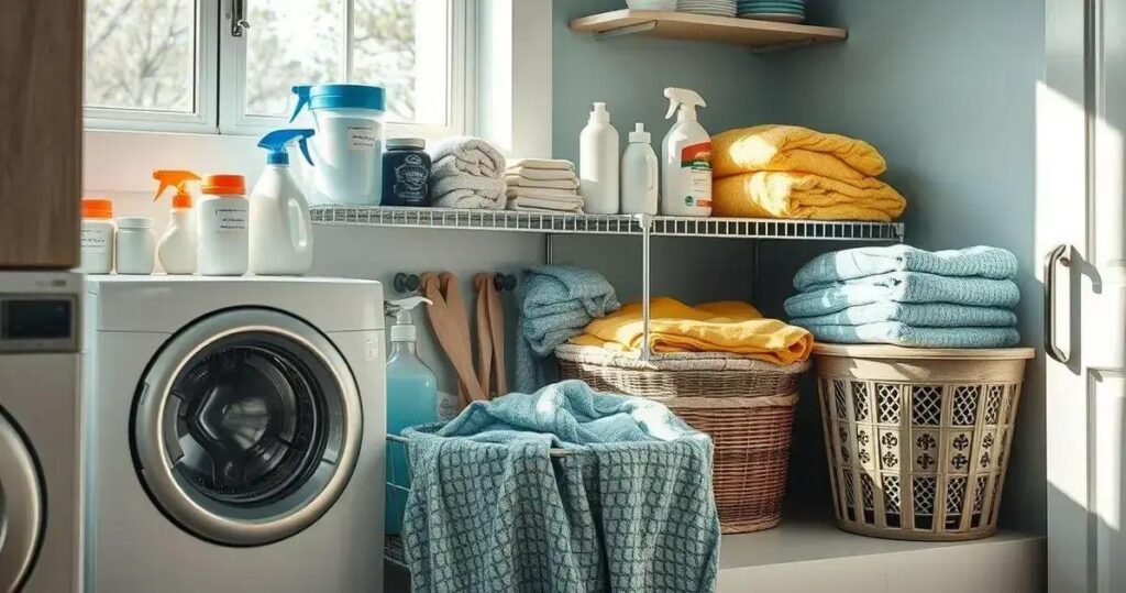 organizar material de limpeza lavanderia