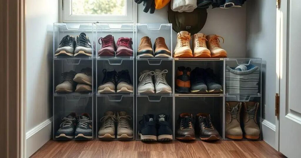 organizar sapatos em pouco espaço