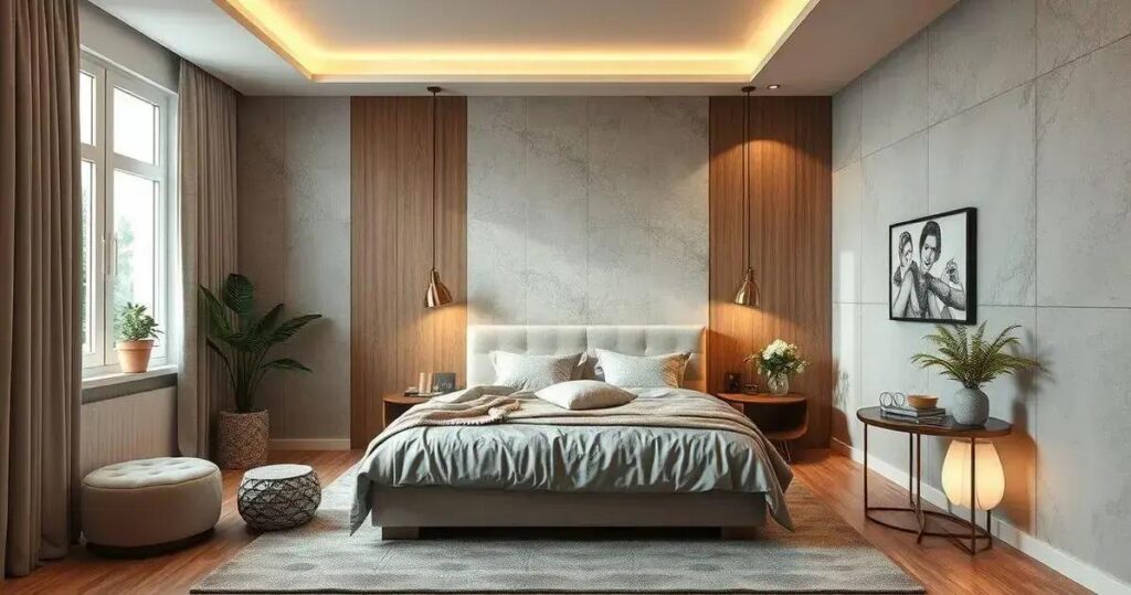 revestimento para parede de quarto de casal