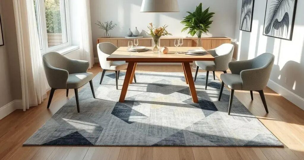 tapetes para sala de jantar modernos