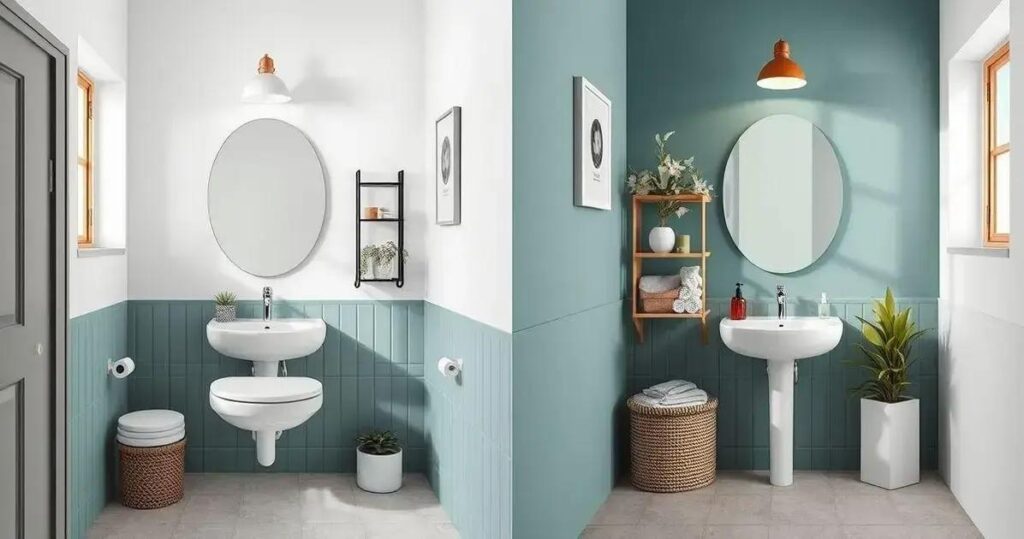 antes e depois lavabo simples e barato
