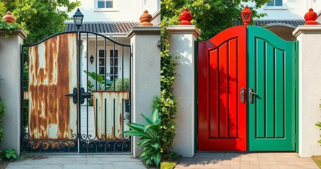 antes e depois pintura de portão