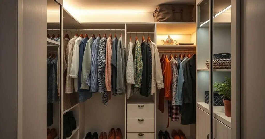 iluminação para closet pequeno
