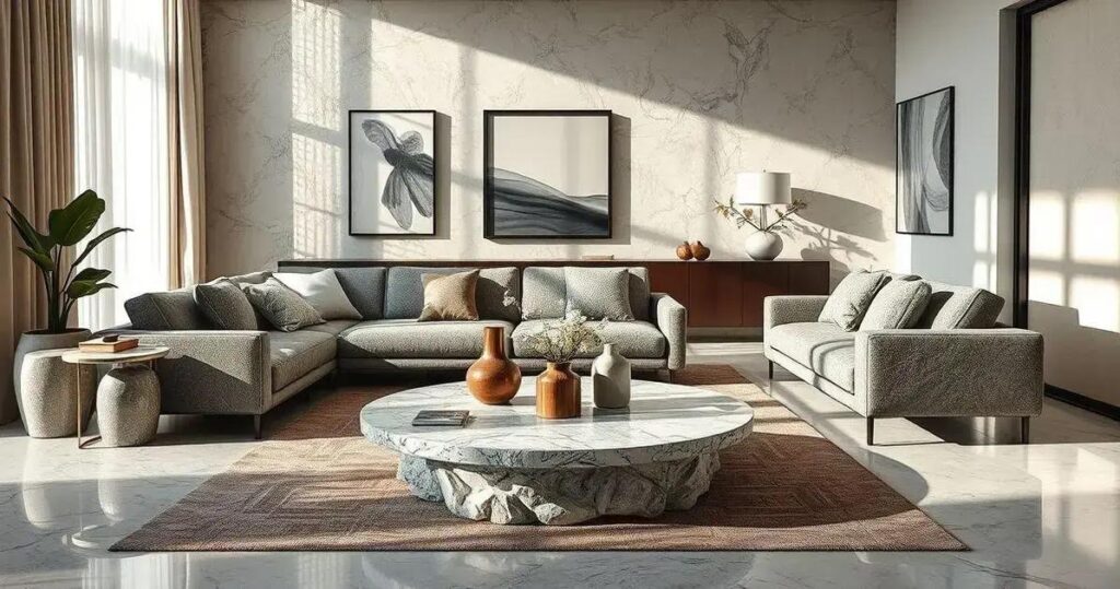 tendência de decoração com pedras naturais